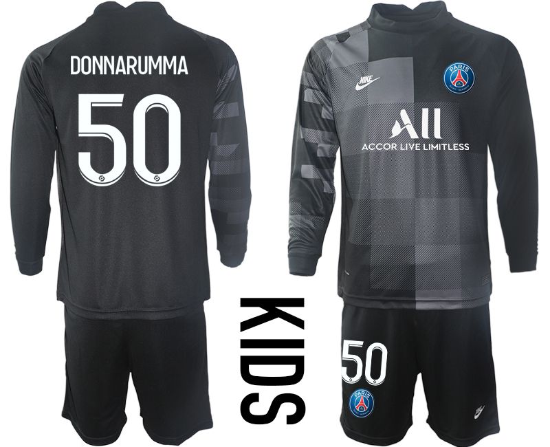 Youth 2021-2022 Club Paris St German black goalkeeper long sleeve #50 Soccer Jersey->youth soccer jersey->Youth Jersey